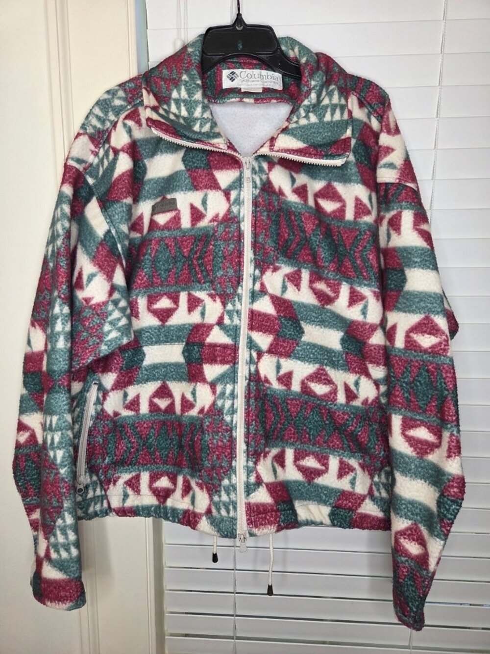 VTG Columbia Mens XL Aztec Fleece Jacket Full Zip Geo Tribal Retro